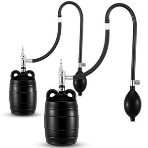 Nuanchu 2 Sets 3 Inch Test Plugs Inflatable Pipe Ball Plugs with Gas Tubes and Inflator Pumps, Black Rubber Pressure Test Balls for Toilet Drain Sewage Pipeline Inspection