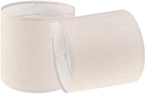 Set of 2 Oatmeal Tall Linen Drum Lamp Shades Medium Lamp Shade 9.8" Top x 9.8" Bottom x 10.8" High (Spider) Farmhouse Lampshade for Table & Beside Lamp - Natural Linen - Lampshades Replacement