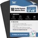 Mr. Pen- Adhesive Magnetic Sheets, 12" x 16", 10 Pack, Cuttable Magnets Flexible Magnet Sheets with Adhesive for Crafts Photos, Classroom Decorations, Easy Peel and Stickers for Planning