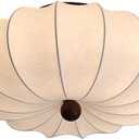 KCO Lighting Modern Silk Flush Mount Ceiling Light Japanese Lantern Ceiling Lamp Large Semi Flush Mount Ceiling Light Fixture White Fabric Drum Shade Chandelier