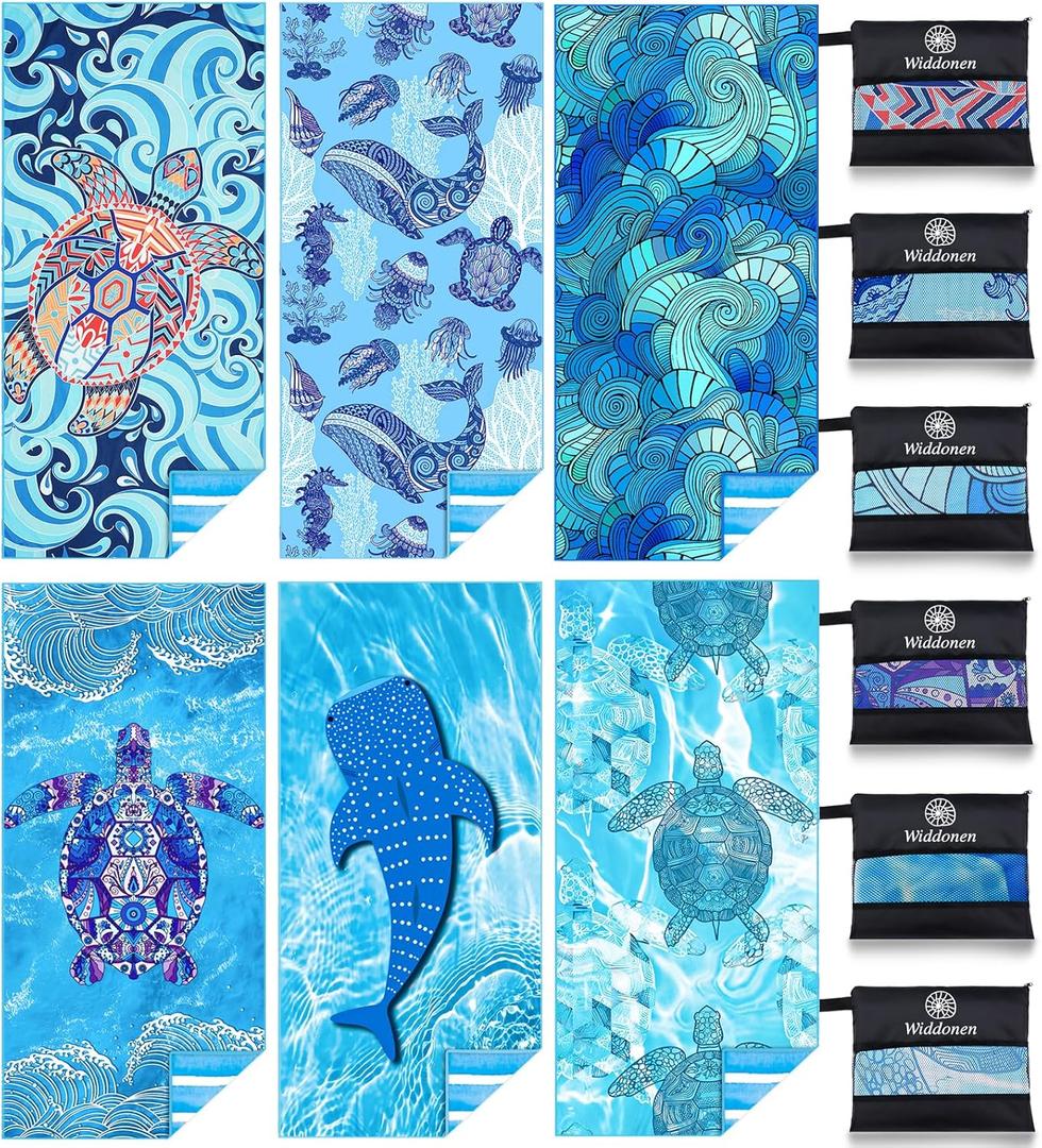 Widdonen Microfiber Lightweight Thin Beach Towel Sand Free Quick Dry Absorbent Compact Towels for Swimming Pool Camping Beach Accessories Large Easy Pack Travel Things for Vacation Essentials Gift
