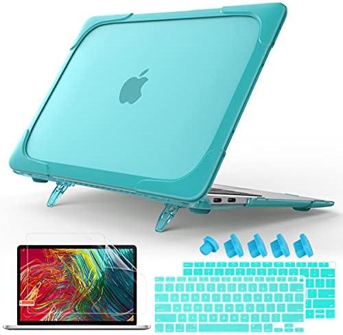 Mektron Heavy Duty Casefor MacBook Air 13 inch 2020 2019 2018 Release Model A2337 M1 A2179 A1932, Shockproof Durable Protective Hard Shell with Fold Kickstand，Blue