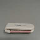 RHOS Folding Brush with Mirror for Women, Girls - Mini Hair Brush for Purse, Small Pocket Brush with Soft Nylon Bristles and Mirror for Travel (Beige)