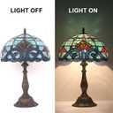 Stained Glass Table Lamp,12x12x19 Inch Antique Table Lamp for Tiffany Style Bedroom、Living Room、Home、Office Decor Lamp (Baroque)