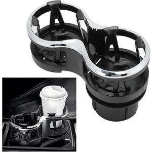 Car Cup Holder Expander 2-in-1 Drink Holder Extender Dual Cupholder Expander Organizer for 12-16oz Cups Cans Milk Ashtray