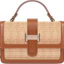 Straw Crossbody Bags for Women, Vegan Leather Summer Handbag Small Trendy Beach Purse