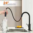 RULIA Kitchen Faucet, Kitchen Sink Faucet, Sink Faucet, Pull-Down Kitchen Faucets, Bar Kitchen Faucet, Matte Black, Metal Spray Head, RB1031