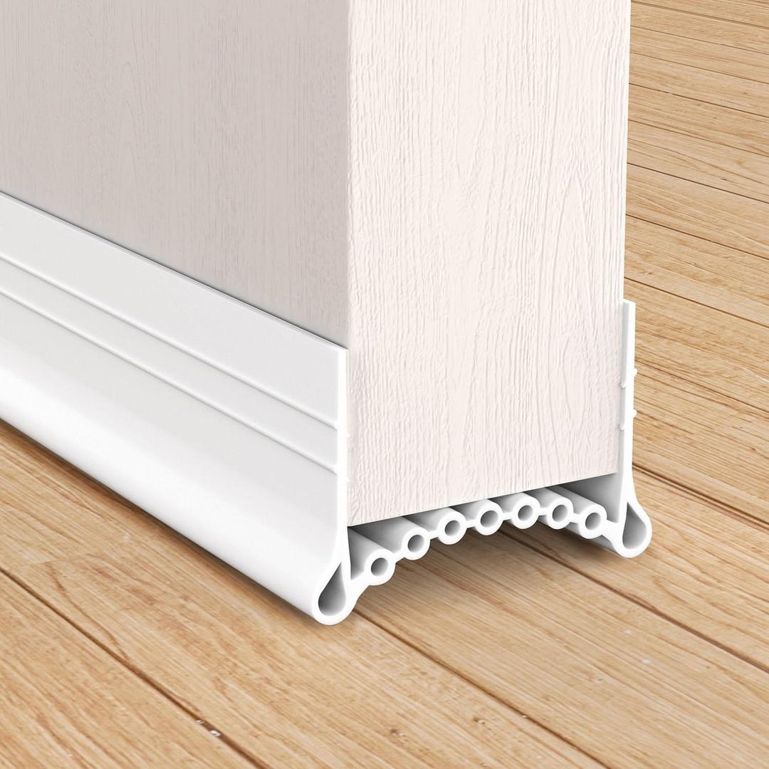 SUNMON Silicone Door Draft Stopper, 39in Upgraded Door Slide-On Under Door Seal Blocker, Under Door Sweep Weather Stripping3.25FT White