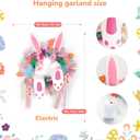 Interactive Easter Wreath with Moving Bunny Butt, Battery-Powered Animated Door Decor with Sound