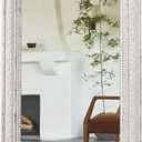 Large Vintage Mirrors for Wall 24 x 36 inches, Hanging Rustic Distressed White Mirror for Bedroom, Decorative Bathroom Vanity Mirror, Wood Framed Rectangular Wall Mounted Mirrors Decor