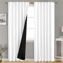 BGment Pure White 100% Blackout Curtains for Bedroom, Black Out Living Room 84 inch Panels with Thermal Liner, Rod Pocket and Back Tab Double Layer Room Darkening Drapes, 2 Panels, Each 52 x 84 Inch