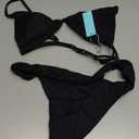 Aqua Eve Women Two Piece Bikini High Cut Swimsuit Triangle Bathing Suit Cheeky Bikini Set (Medium, Black)