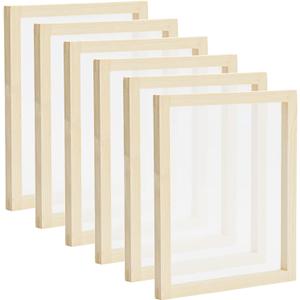 Bright Creations 6 Pack Wood Silk Screen Printing Frame Kit for Beginners and Kids, 10x12 Wood Frame, 110 White Mesh