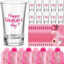 12 Sets Happy Galentine's Day Shot Glasses Gifts Bulk 1.2 oz Plastic Clear Wine Shot Glasses Valentines Mini Acrylic Drinking Cups for Women Girls Friends Galentine's Day Party Favors