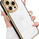 Compatible with iPhone 14 Pro Case, Works with Magnetic Wireless, Upgraded Full Camera Protection, Clear Back with Electroplated Edge, Slim Phone Case for iPhone 14 Pro Black