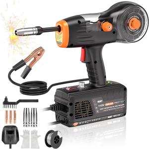 Handheld MIG Welder Machine - 110V Flux Core Portable laser welder, 120A Gasless MIG Welding Machine, Inverter Wire Feed Welding Equipment, for solder bar sizes from 0.030" to 0.035" (0.81.0mm), Large