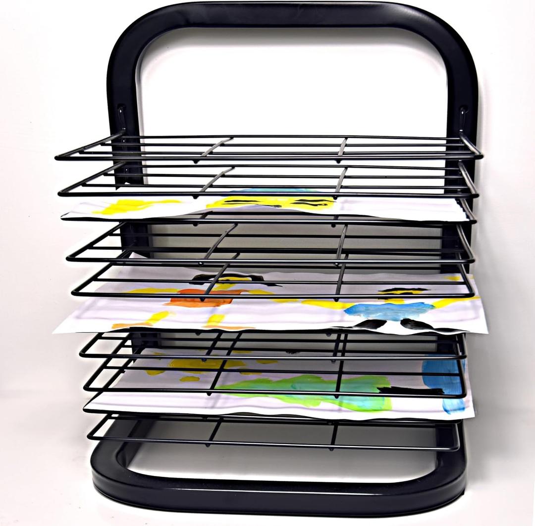 Art Drying Rack | Mobile Metal Art Storage Rack with Removable Shelves | Art Organizer for Kids, Art Studio and Craft Room (10 Shelves)