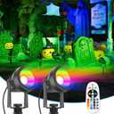 VOLISUN Christmas Color Changing Spotlights Plug in Spot Light,RGB Landscape Lighting,16 Multicolored Waterproof IP65,Christmas Outdoor Spotlights for Trees,Yard,House,Flags(2Packs)