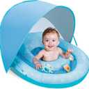 WERNNSAI Baby Pool Float with Foldable Canopy & UPF Protection Inflatable Infant Baby Swimming Float Chair with Sea Animal Toys Swimming Pool Accessories for Kids Toddler