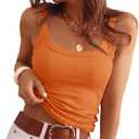 Tankaneo Womens Ribbed Tank Tops Knit Scoop Neck Sleeveless Fitted Basic Cami Tee Shirts, Size: Large