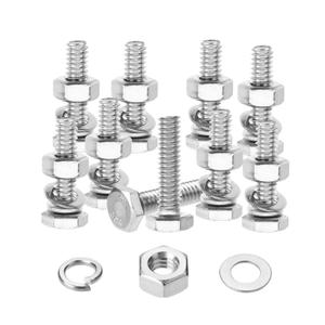 Mr. Pen- Stainless Steel Nuts and Bolts Set, 1/4"-20x1, 10 Sets, Hex Head 1/4 Bolts and Nuts Set, Flat & Lock Washers