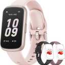 Fitness Tracker with 24/7 Heart Rate Monitor, Sleep Tracker - 3 ATM Waterproof Fitness Watch Calorie Step Counter Smart Watch Includes 3 Sport Bands for Android iOS Women Men, Mystic Rose