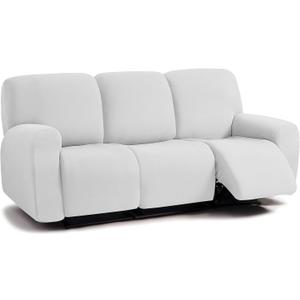 ULTICOR Jacquard 8-Pieces Recliner Sofa Covers Stretch Reclining Couch Covers for 3 Cushion Reclining Sofa Slipcovers Thick Soft Washable (Ivory, 3 Seater Recliner Cover)