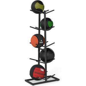 Medicine Ball Rack, 5-Layer Slam Ball Storage Stand | Holds 10 Med Balls, Heavy Metal Vertical Medicine Ball Tree, Holds Balls up to 11" Diameter, For Home Gym