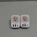 2 Pack European Plug Adapter USB C, TESSAN US to Europe Adapter 4 Outlets 3 USB Charger, Type C International Power Adaptor to Italy Spain France Portugal Iceland Germany, Europe Travel Essentials