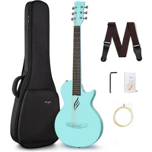 Enya Nova Go Carbon Fiber Acoustic Guitar 1/2 Size Beginner Adult Travel Acustica Guitarra w/Starter Bundle Kit of Colorful Gift Packaging, Acoustic Guitar Strap, Gig Bag, Cleaning Cloth(Blue) (35") Enya Nova Go Carbon Fiber Acoustic Guitar 1/2 Size Beginner Adult Travel Acustica Guitarra w/Starter Bundle Kit of Colorful Gift Packaging, Acoustic Guitar Strap, Gig Bag, Cleaning Cloth(Blue) (35")