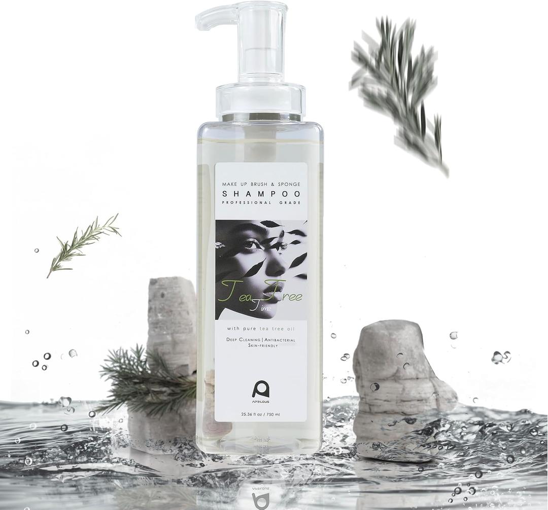 Makeup Brush Cleaner, Tea Tree Oil, Shampoo for Sponges & Puffs, Deep Cleaning, Antibacterial, Conditions Bristles, Gentle, Vegan & Cruelty-Free, Large Value Size, 25.36 fl oz