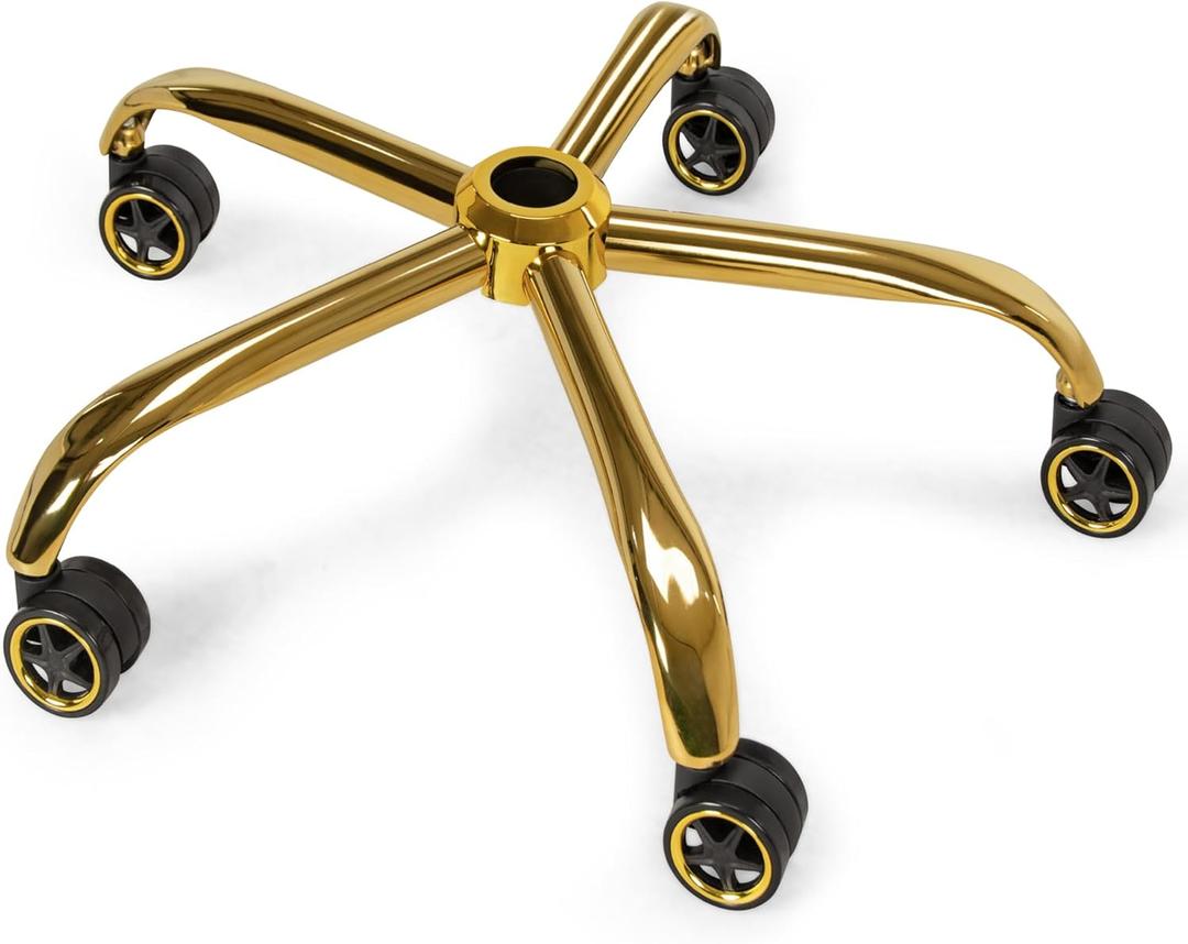 Frassie Office Chair Base Replacement with Wheels, Heavy Duty 2500LBS Metal Stool Chair Base, 28 inch Desk Chair Base Replacement Part (Gold)