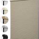 MiLin Cordless Cellular Shades 1.5 Inches Cell Cellular Blinds for Indoor Window Pull Down Honeycomb Blinds Thermal Insulated for Home, Office, Bedroom (Blackout Brown, 34" W x 64" H)