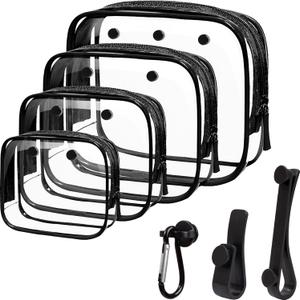 4 Pack Clear Bogg Beach Makup Bag Accessories with 3 Pack Insert Hooks for Bogg Bags, Clear Bogg Makeup Pouches Phone Holder for Bogg Bags Divider Storage Inner Compatible Pouch Travel Cosmetic Bag