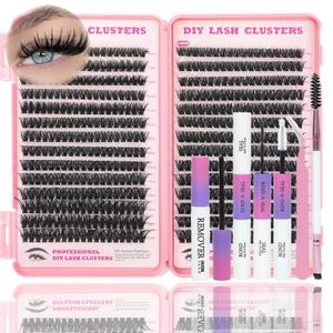 Lash Clusters Kit, 560 Pcs Eyelashes Clusters Kit 9-16mm Individual Lash Extension Kit D Curl Fluffy Wispy Eyelashes
