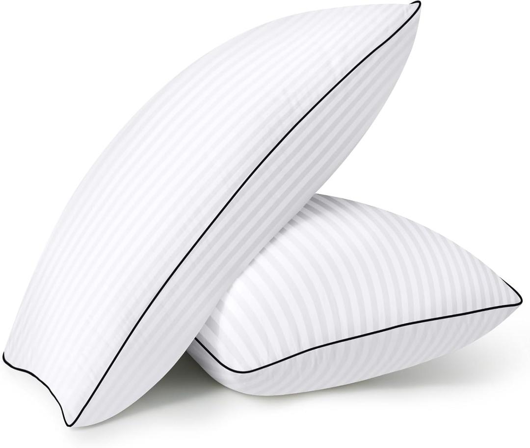 HYLEORY Bed Pillows King Size Set of 2 for Sleeping - Luxury Hotel Pillows, Soft & Supportive Down Alternative Microfiber Cooling for Night Sweats Back/Side Sleepers, White