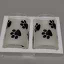 LumaBase Battery Operated LED Glass Candles with 3D Wick Flame, Paw Print - Set of 2