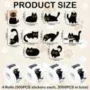 2000 PCS Black Cat Stickers, Warrior Cats Sticker Cute Kawaii Cartoon