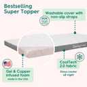 Sleepyhead Twin XL 3 Inch Mattress Topper Super, Thick Cooling Gel & Copper-Infused Memory Foam for College Dorm, Pressure Relief, Removable Washable Cover, CertiPUR-US Certified (XL Twin 3")