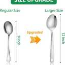 4 Pack Stainless Steel Serving Spoons, 12 Inch Large Buffet Serving Utensils, Heavy Duty 18/8 Metal Spoons with Textured Handle, Dishwasher Safe for Catering, Party, Kitchen