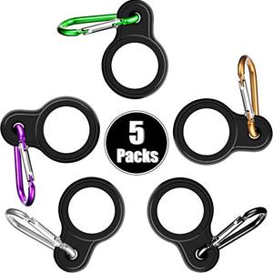 Boao 5 Sets Silicone Water Bottle Carrier with 5 Pieces Keychain Clip Key Ring Clip for Outdoor Activities or Daily Use (Black, Silver, Yellow, Purple and Green)