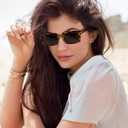 2 x IOHLNG Retro Vintage Sunglasses for Women Men Trendy Rectangle Sun Glasses UV Protection (Tortoise Shell Frames + Green Lens)