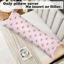 Pink Chinoiserie Christmas 20x54 Body Pillow Cover with Zipper,Grandmillennial Christmas Decor,Coquette Preppy Pink Bow Xmas Striped Decorative Long Hug Pillow Cases for Bed Couch