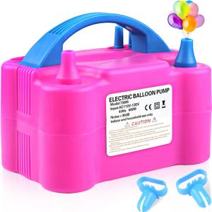 Balloon Pump Electric,110V 600W Balloon Blower Inflator Dual Nozzle Air Pump Balloons Inflator for Decoration, Party, Sport,Gifts:2 Balloon Tying Tools (Rose Red)