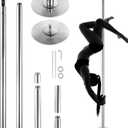 VEVOR Professional Dancing Pole, Spinning Static Dancing Pole Kit, Portable Removable Pole, 45mm Heavy-Duty Stainless Steel Pole, Height Adjustable Fitness Pole, for Exercise Home Club Gym, Silver