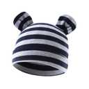Duoyeree Baby Hat Newborn Hat Adorable Cotton Bear Ear Beanie Cap for Infant Girl Boy 0-6 Months (Grey-navy-stripes)