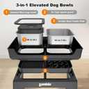ZOMISIA 3-in-1 Raised Dog Bowl - 6 Height Adjustable Elevated Dog Bowls, Double Deck Design Mess Proof, Feeding Station with 2L No Spill Stainless Steel Bowls & Licking Plate for Medium Large Pets