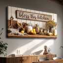 WLWBINTING Vintage Kitchen Wall Art, Rustic Still Life Canvas Print, Bless Kitchen Wall Decor Painting,Country Kitchen Decor Poster Picture,Wall Pictures For Dining Room, Farmhouse Home Decor, 40"L x 20"W