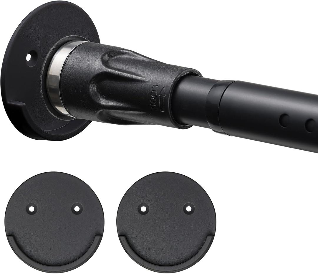 Shower Curtain Rod, 42-60 inches White Tension Shower Curtain Rod No Drilling Adjustable Shower Rods for Bathroom, Windows, Room Divider Black