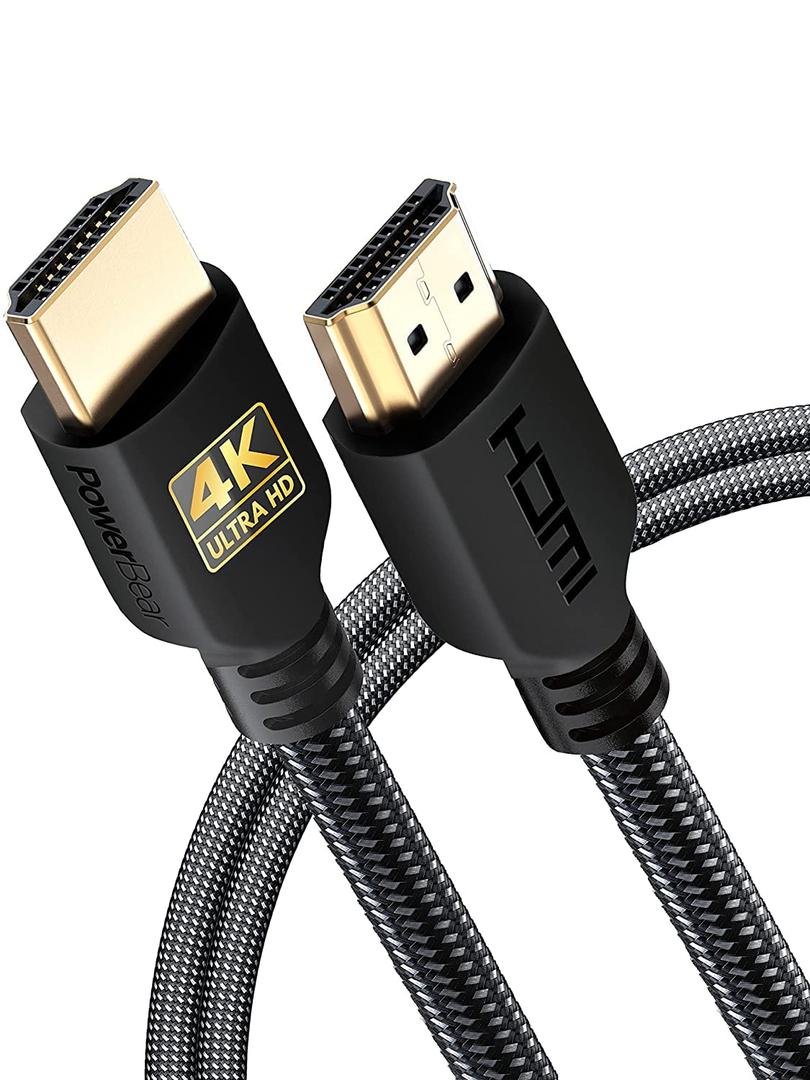 PowerBear 4K HDMI Cable 10 ft | High Speed Hdmi Cables, Braided Nylon & Gold Connectors, 4K @ 60Hz, Ultra HD, 2K, 1080P, ARC & CL3 Rated | for Laptop, Monitor, PS5, PS4, Xbox One, Fire TV